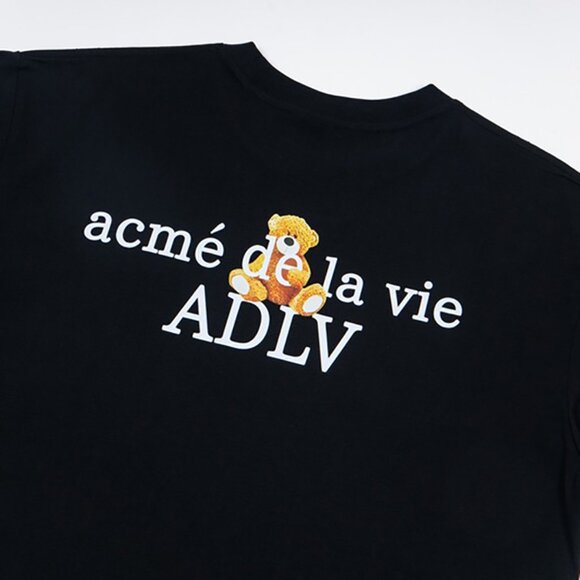 Acme De La Vie Bear Front And Back Print Short Sleeves Print Black - Picture 8 of 9
